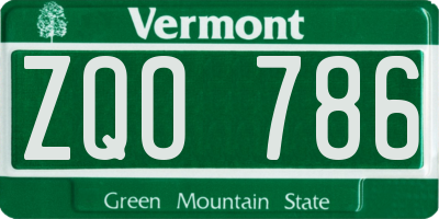 VT license plate ZQO786