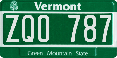 VT license plate ZQO787