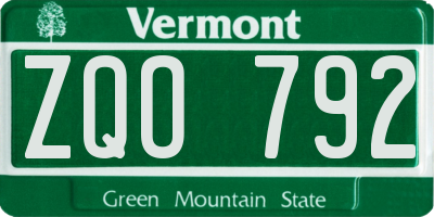 VT license plate ZQO792