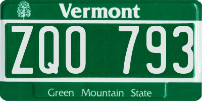 VT license plate ZQO793