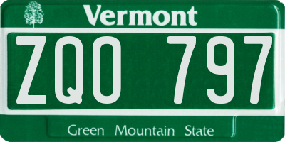 VT license plate ZQO797