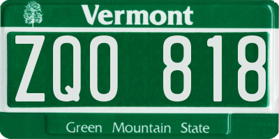 VT license plate ZQO818