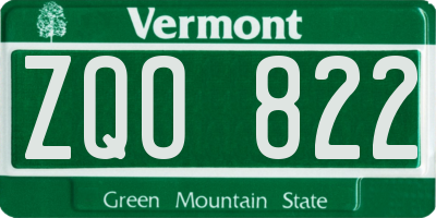 VT license plate ZQO822