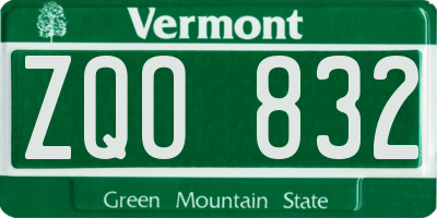 VT license plate ZQO832
