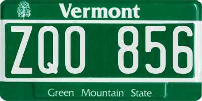 VT license plate ZQO856