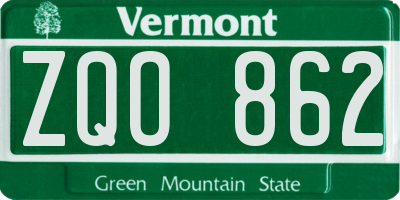 VT license plate ZQO862