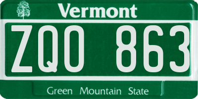 VT license plate ZQO863