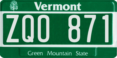 VT license plate ZQO871