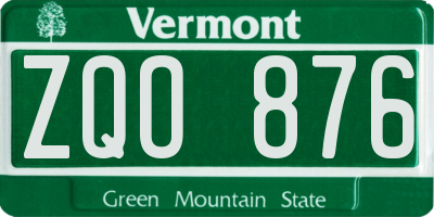 VT license plate ZQO876