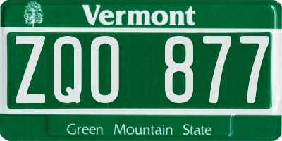 VT license plate ZQO877