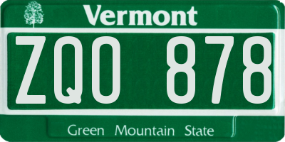 VT license plate ZQO878