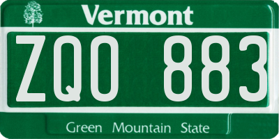 VT license plate ZQO883
