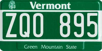 VT license plate ZQO895
