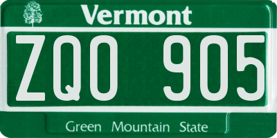 VT license plate ZQO905