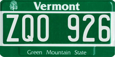 VT license plate ZQO926