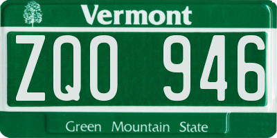VT license plate ZQO946