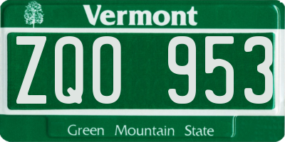 VT license plate ZQO953