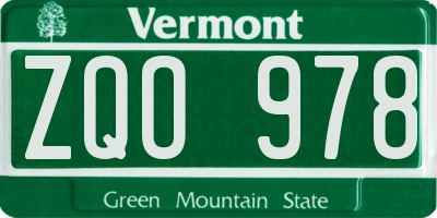 VT license plate ZQO978