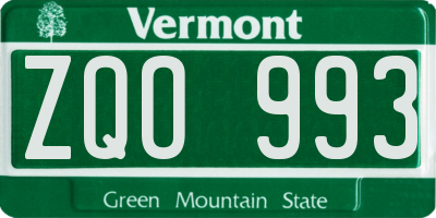 VT license plate ZQO993