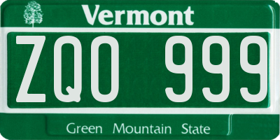 VT license plate ZQO999