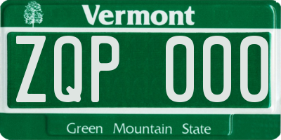 VT license plate ZQP000