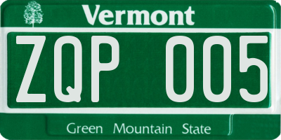 VT license plate ZQP005