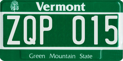 VT license plate ZQP015