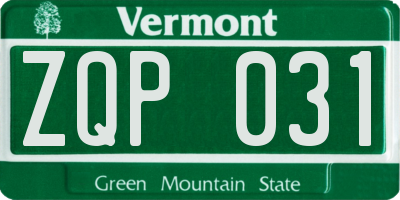 VT license plate ZQP031
