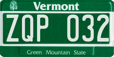 VT license plate ZQP032