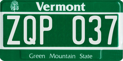 VT license plate ZQP037