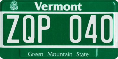 VT license plate ZQP040