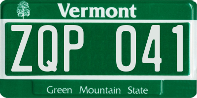 VT license plate ZQP041