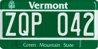 VT license plate ZQP042
