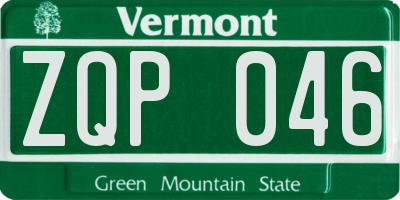 VT license plate ZQP046