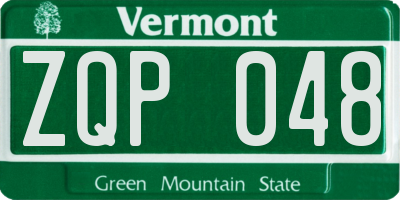 VT license plate ZQP048