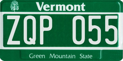 VT license plate ZQP055