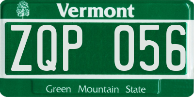 VT license plate ZQP056