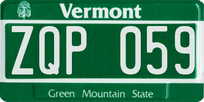 VT license plate ZQP059