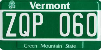 VT license plate ZQP060