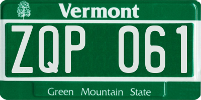 VT license plate ZQP061