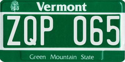 VT license plate ZQP065