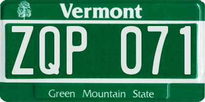 VT license plate ZQP071