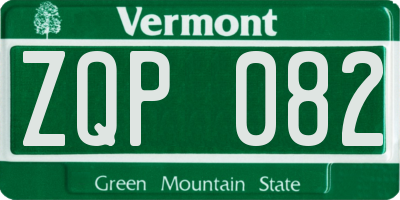 VT license plate ZQP082