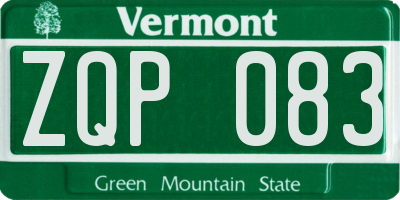 VT license plate ZQP083