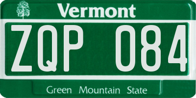 VT license plate ZQP084