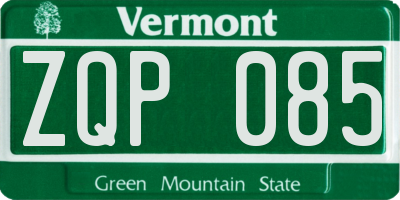 VT license plate ZQP085