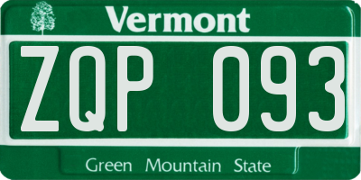 VT license plate ZQP093