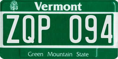 VT license plate ZQP094