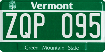 VT license plate ZQP095