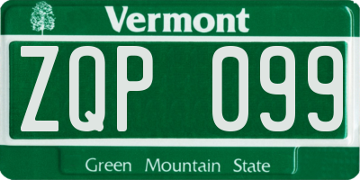 VT license plate ZQP099